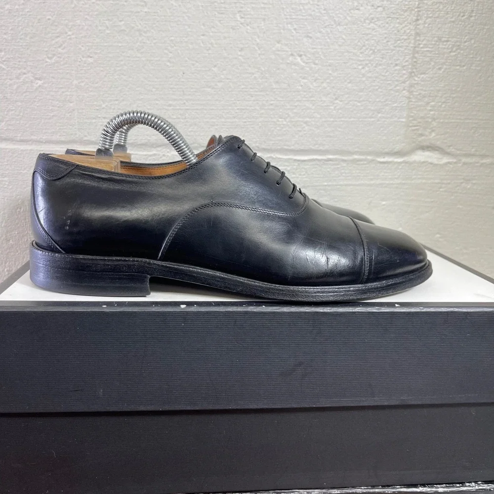 Salvatore Ferragamo Studio Black Leather Cap Toe Oxford Dress Shoes Men's 8 EE